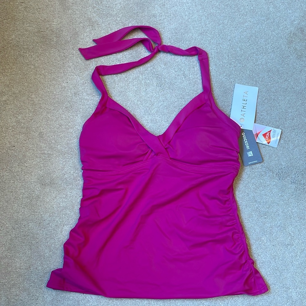 Athleta 36b/c orchid, pink bra, cup halter tankini.